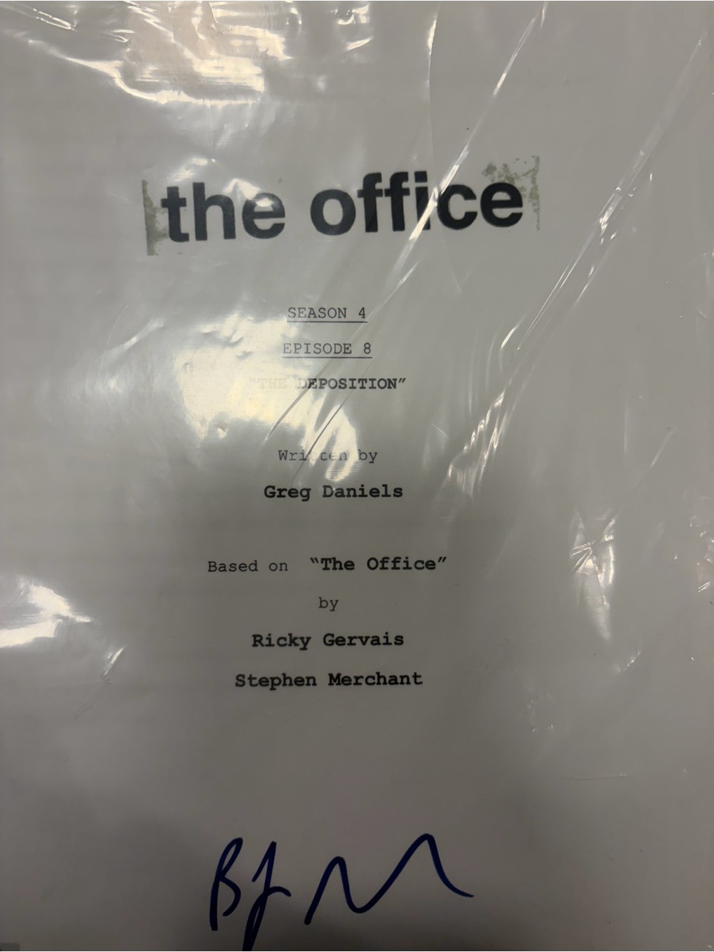 BJ Novak autographed Office script